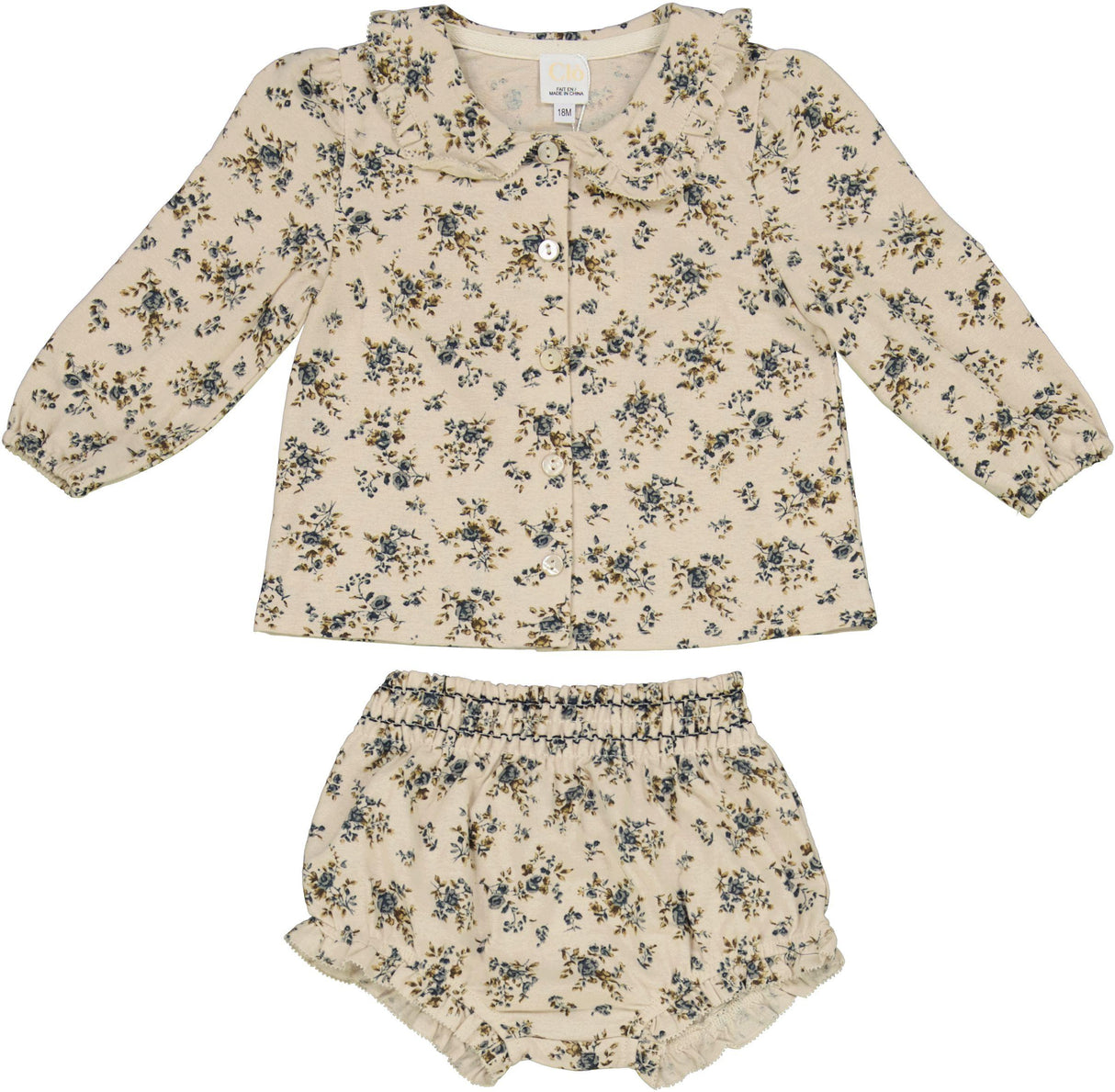 Clo Baby Girls Flannel Floral Outfit - WB5CP7239E