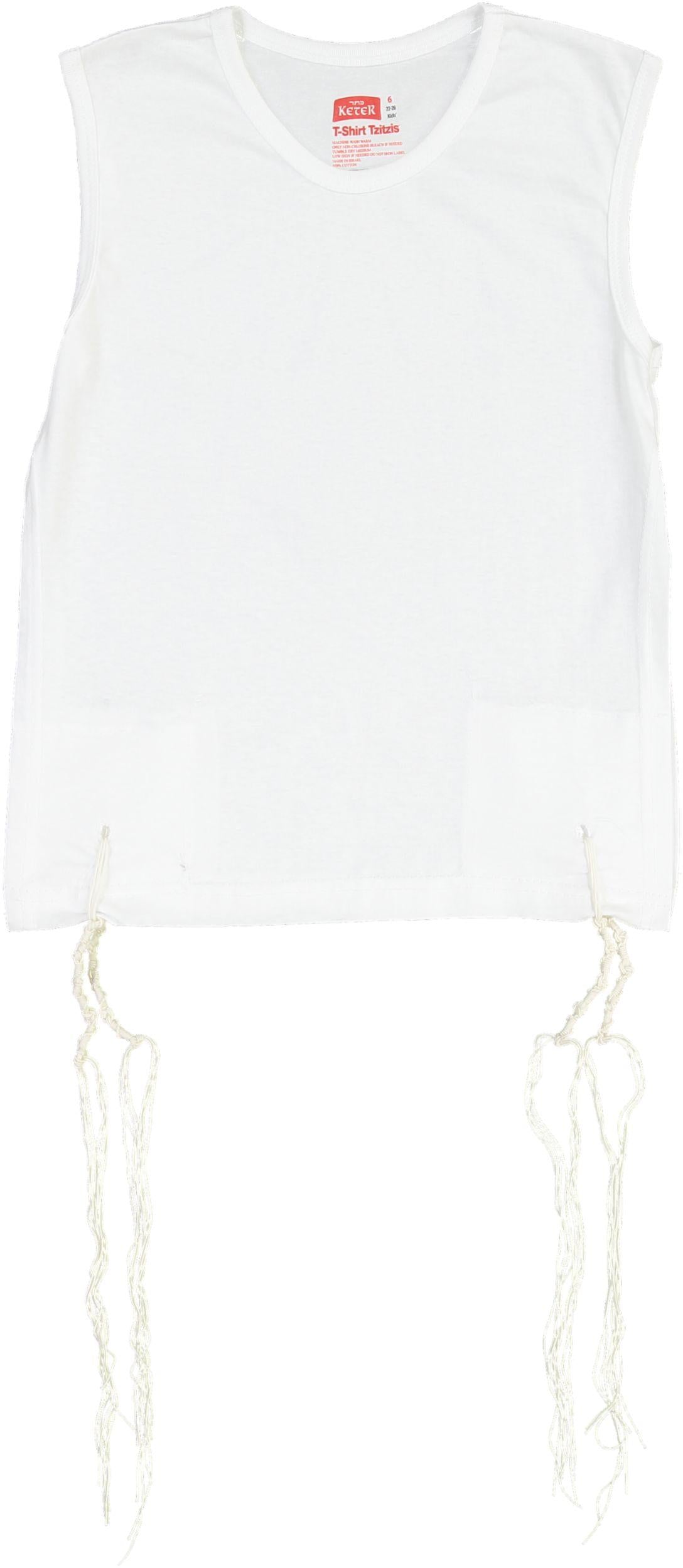 Keter Judaica Boys Perf-Tzit Round Neck Undershirt Tzitzis with Sefardi Strings