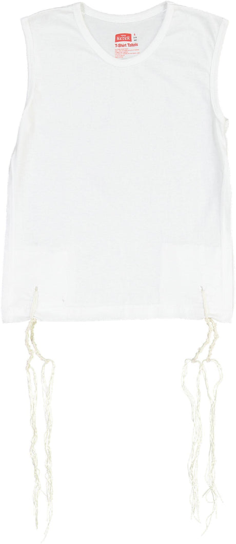 Keter Judaica Boys Perf-Tzit Round Neck Undershirt Tzitzis with Sefardi Strings