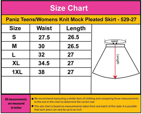 Paniz Teens/Womens Knit Mock Pleated Skirt - 529-27
