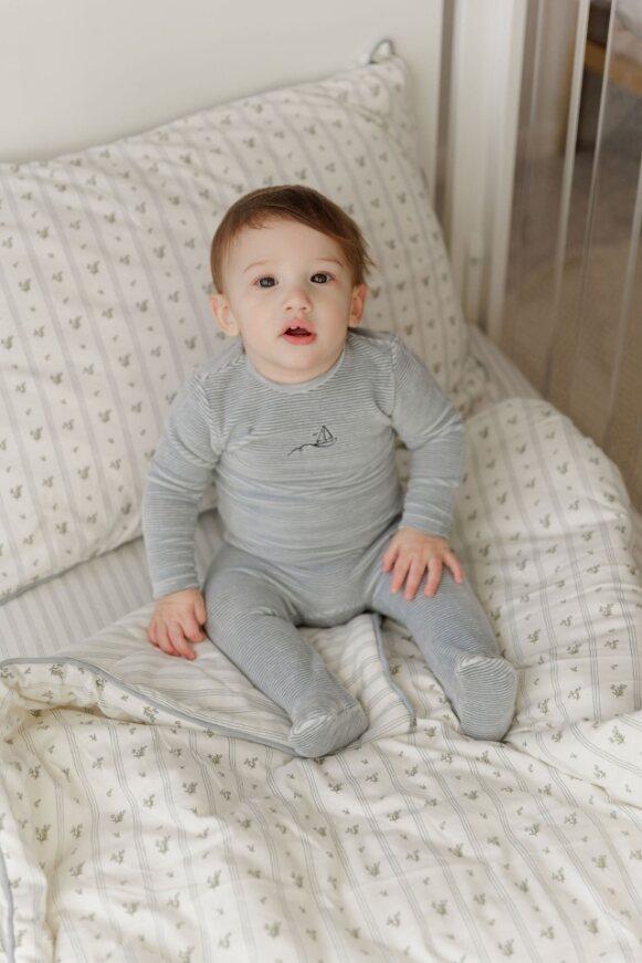 Ely's & Co Baby Boys Girls Velour Stripe Stretchie - AW25-002
