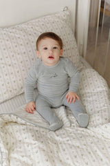 Ely's & Co Baby Boys Girls Velour Stripe Stretchie - AW25-002
