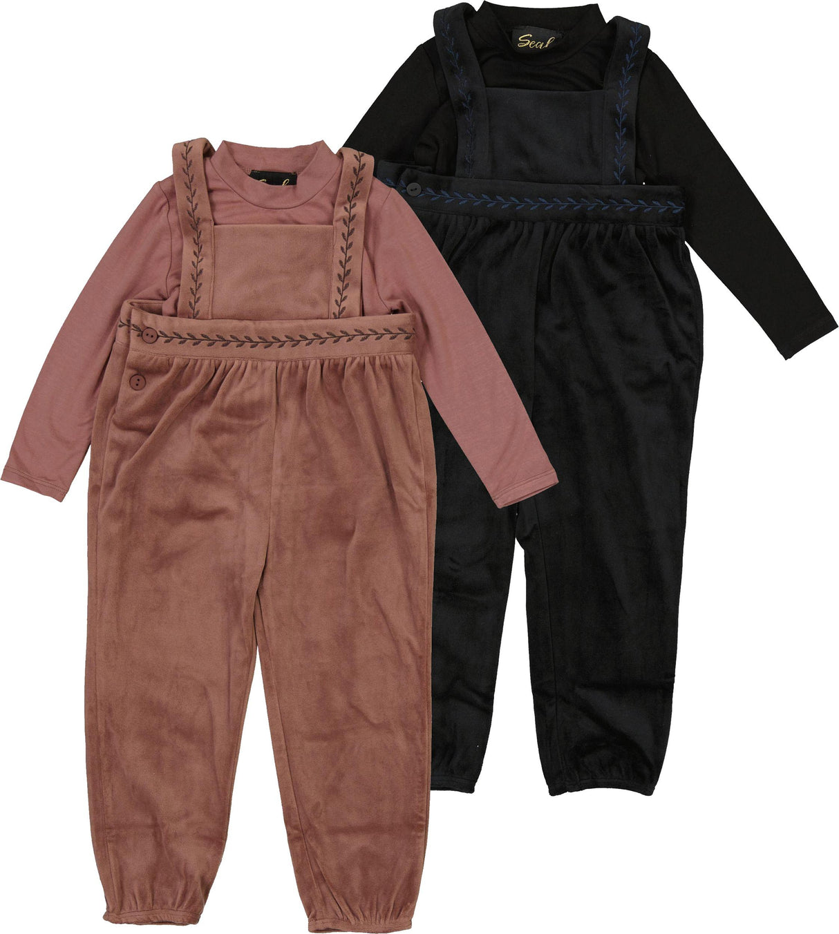 Seal Baby Boys Girls Stitched Leaves Velour Outfit - WB6CY3046O