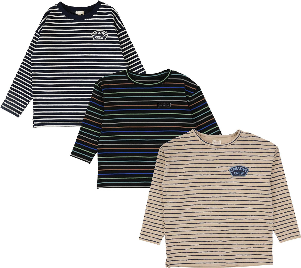 Lil Legs Wardrobe Staple Collection Boys Striped Long Sleeve T-shirt - BMST/PST/ST