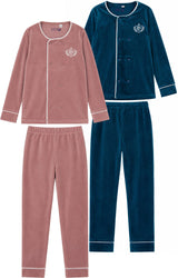 Purple Panda Boys Girls Velour Button Pajamas - PJ-BX-261402