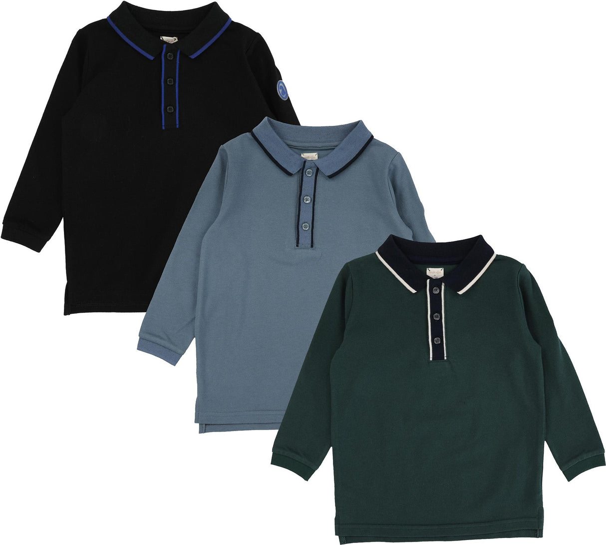Lil Legs Wardrobe Staple Collection Boys Contrast Trim Long Sleeve Polo Shirt - CTTP