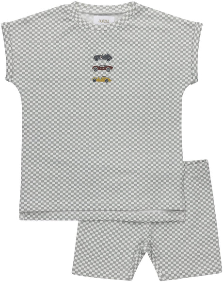 Aurora Baby Boys Check Race Car Outfit - ASS26-073