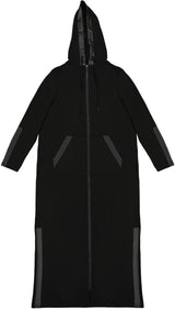 Memoi Womens Full Zip Hooded Robe with Vegan Leather Trim - CRX09981