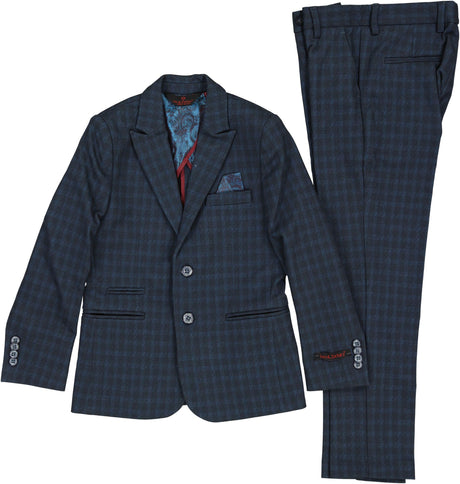 Leo & Zachary Boys Jade Checks Stretch Suit - BLZ-5455/5855