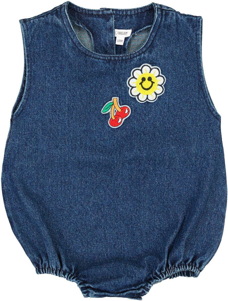 Bonjoy Baby Girls Jean Emoji Romper - BTSS26009R