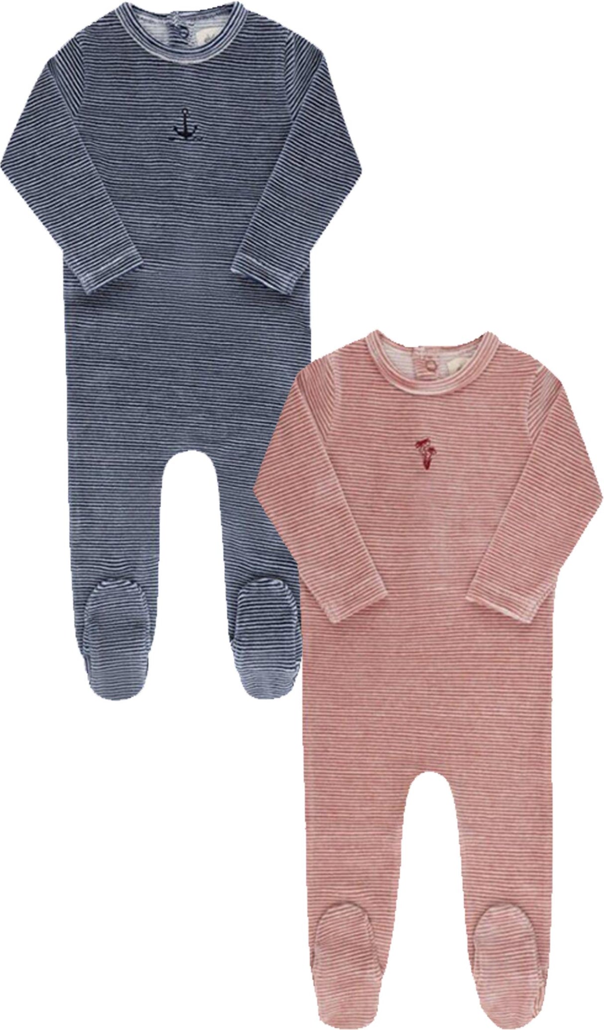 Ely's & Co Baby Boys Girls Velour Stripe Stretchie - AW25-002