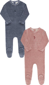 Ely's & Co Baby Boys Girls Velour Stripe Stretchie - AW25-002