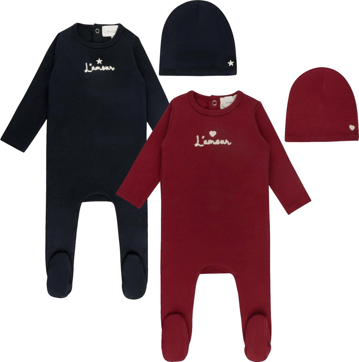 L'amour Lou Baby Boys Girls Rope Embroidered Cotton Footie - LLFW02