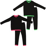 Purple Panda Boys Girls V Neck Cotton Pajamas - Contrast