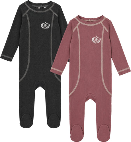 Purple Panda Baby Boys Girls Ribbed Cotton Footie - PJ-BX-261409