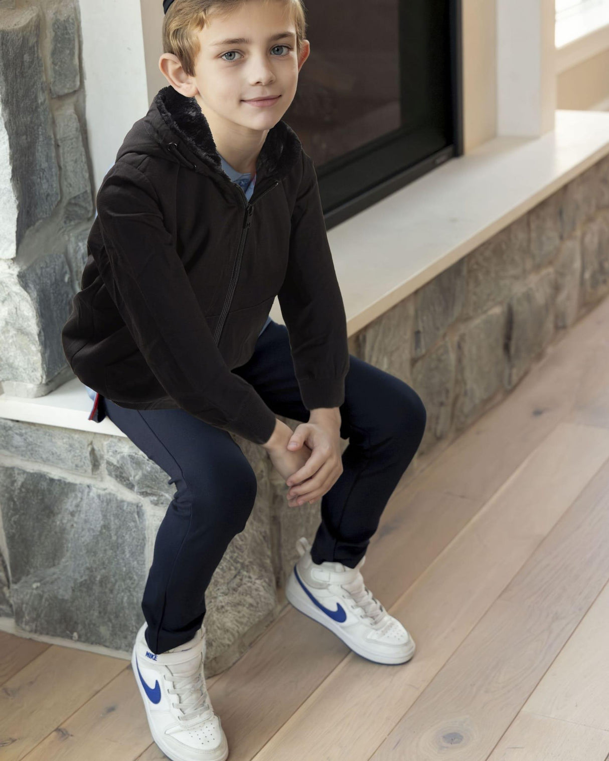 Memoi Boys Faux Fur Zip Up Hoodie - MBJ-005