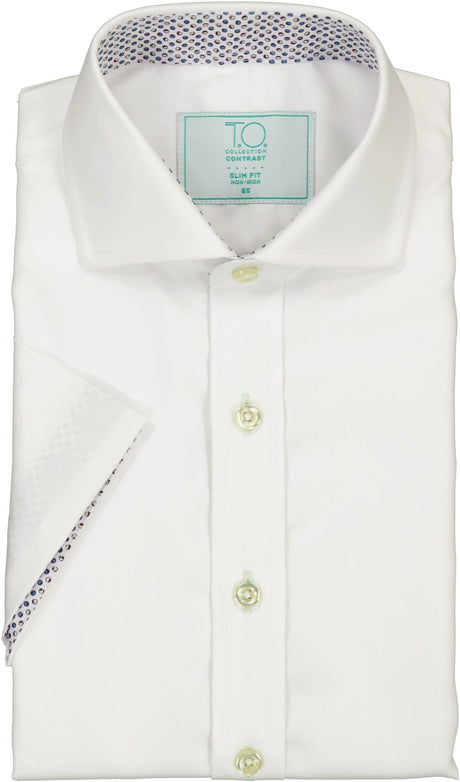 T.O. Collection Boys Short Sleeve Dress Shirt with Contrast - CS0