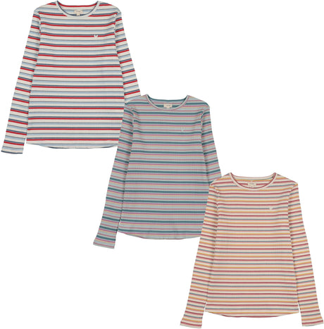 Lil Legs Camp Scouts Collection Girls Long Sleeve Basic Stripe T-shirt Tee - BST