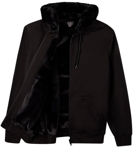 Memoi Mens Faux Fur Zip Up Hoodie - MBJ-005