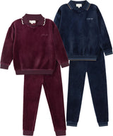 L'amour Lou Boys Girls Velour Polo Pajamas - LLFW04