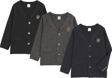 Analogie by Lil Legs Signature Collection Boys Crest Knit Blazer - AF26S538