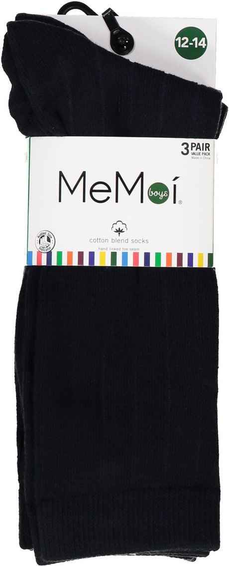 Memoi Boys Cotton Ribbed Dress Socks 3 Pack - MK-10950