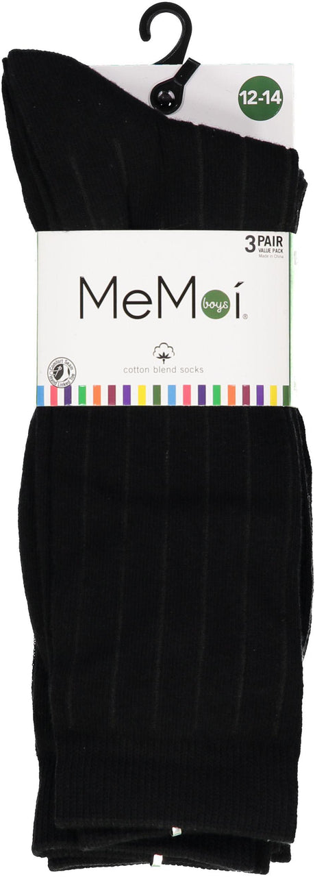 Memoi Boys Cotton Ribbed Dress Socks 3 Pack - MK-10950