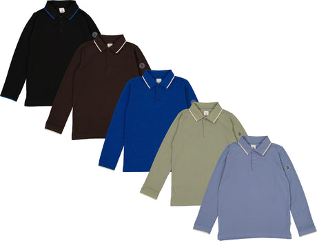 Lil Legs Wardrobe Staples Collection Boys Classic Long Sleeve Polo Shirt - AF26T718