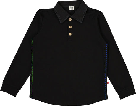 Chambray Boys Colorline Long Sleeve Polo Shirt - AW132