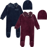 L'amour Lou Baby Boys Girls Velour Polo Footie - LLFW06