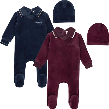 L'amour Lou Baby Boys Girls Velour Polo Footie - LLFW06