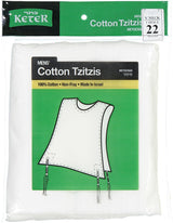 Keter Judaica Mens 100% Cotton V-Neck Tzitzis with Ashkenaz Strings