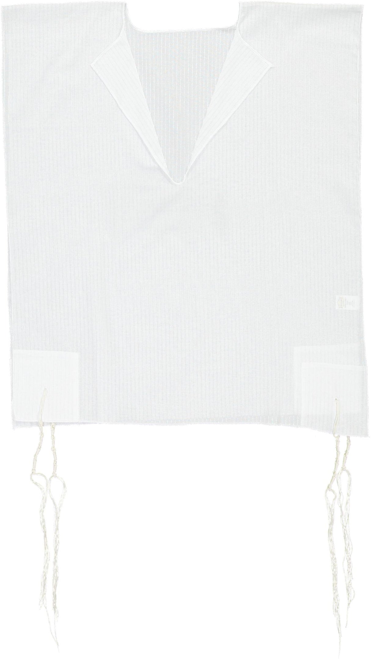 Keter Judaica Mens 100% Cotton V-Neck Tzitzis with Ashkenaz Strings