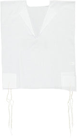 Keter Judaica Mens 100% Cotton V-Neck Tzitzis with Ashkenaz Strings