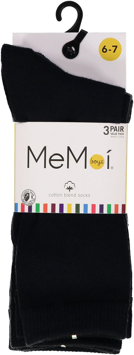 Memoi Boys Cotton Flat Socks 3 Pack - MK-10951