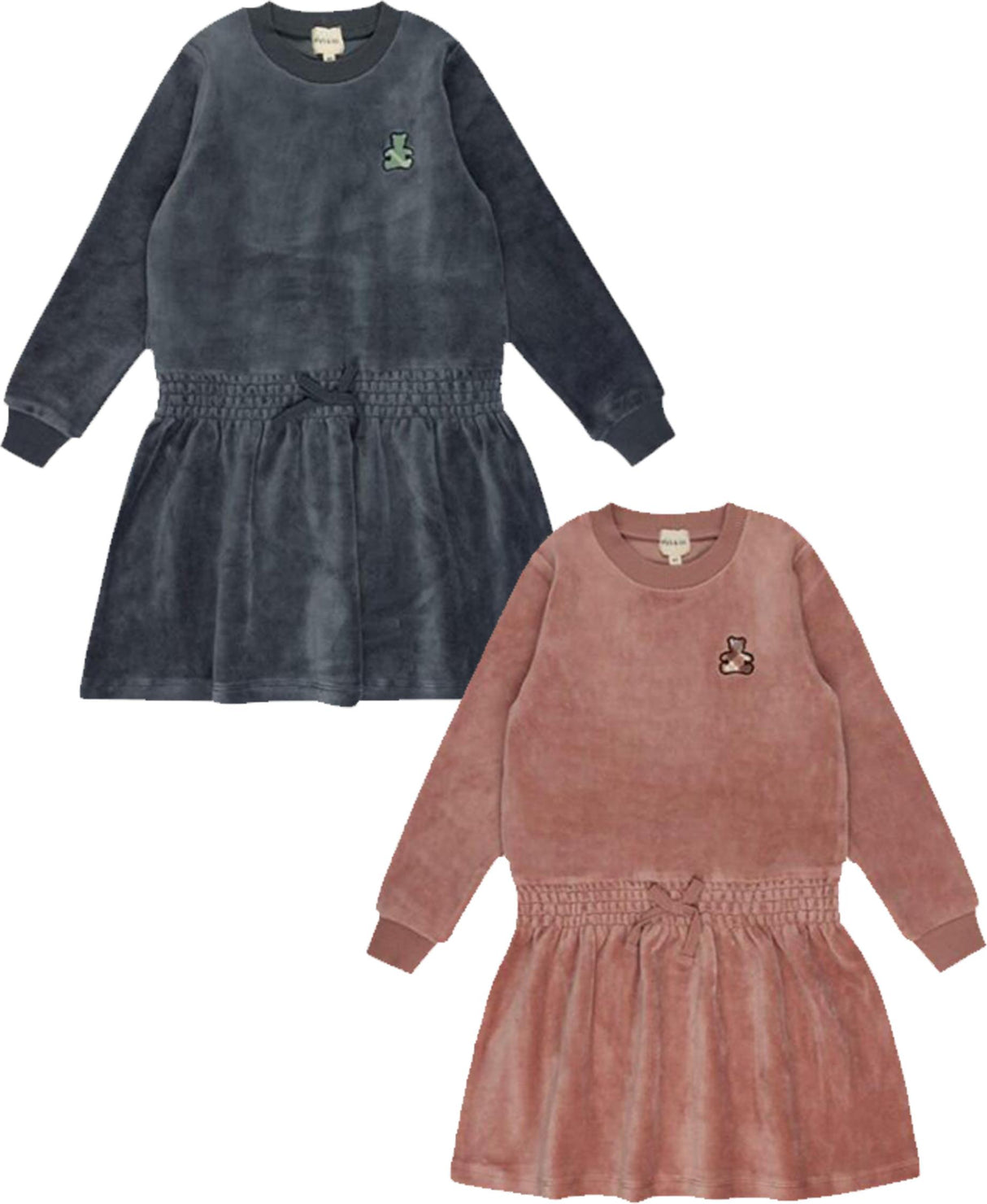 Ely's & Co Girls Velour Plaid Bear Dress - AW25-004