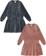Ely's & Co Girls Velour Plaid Bear Dress - AW25-004
