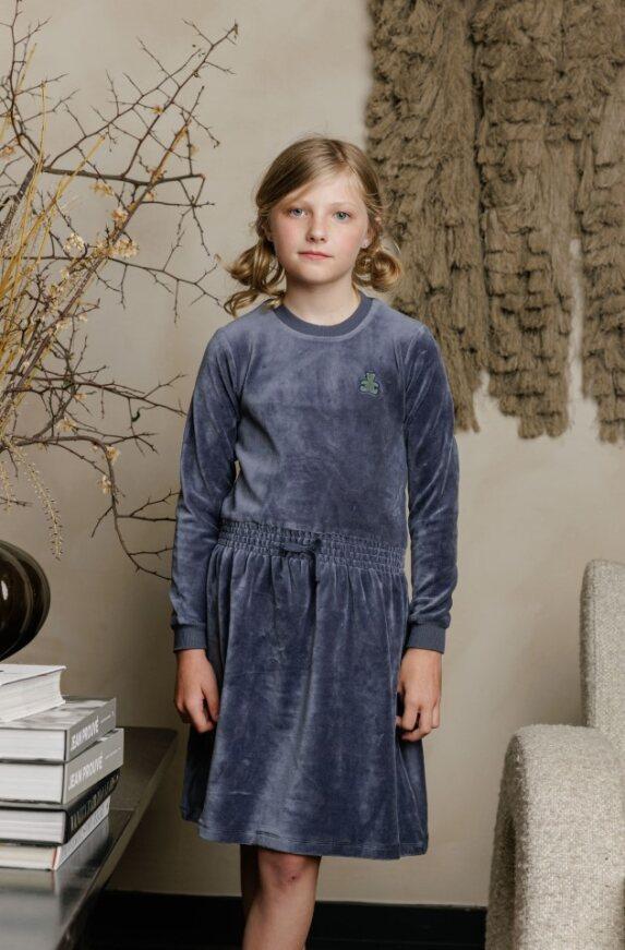 Ely's & Co Girls Velour Plaid Bear Dress - AW25-004