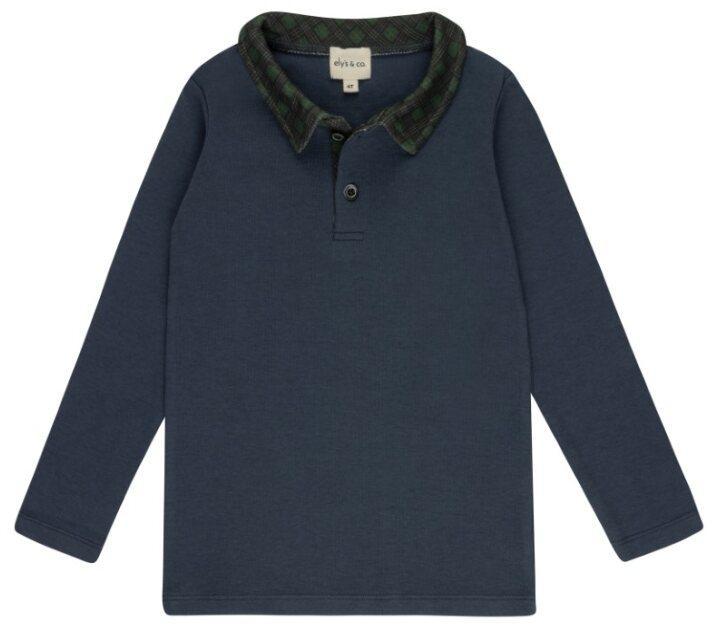 Ely's & Co Boys Velour Plaid Bear Long Sleeve Polo Shirt - AW25-0043