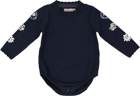 Posie & Pistachio Girls Embroidered Knit Romper - WB3CY2213B