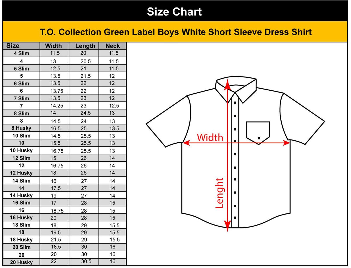 T.O. Collection Boys Green Label White Short Sleeve Dress Shirt