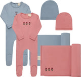 Aurora Baby Boys Girls Cotton Footie, Beanie, Blanket Gift Box Set - ASS26-006