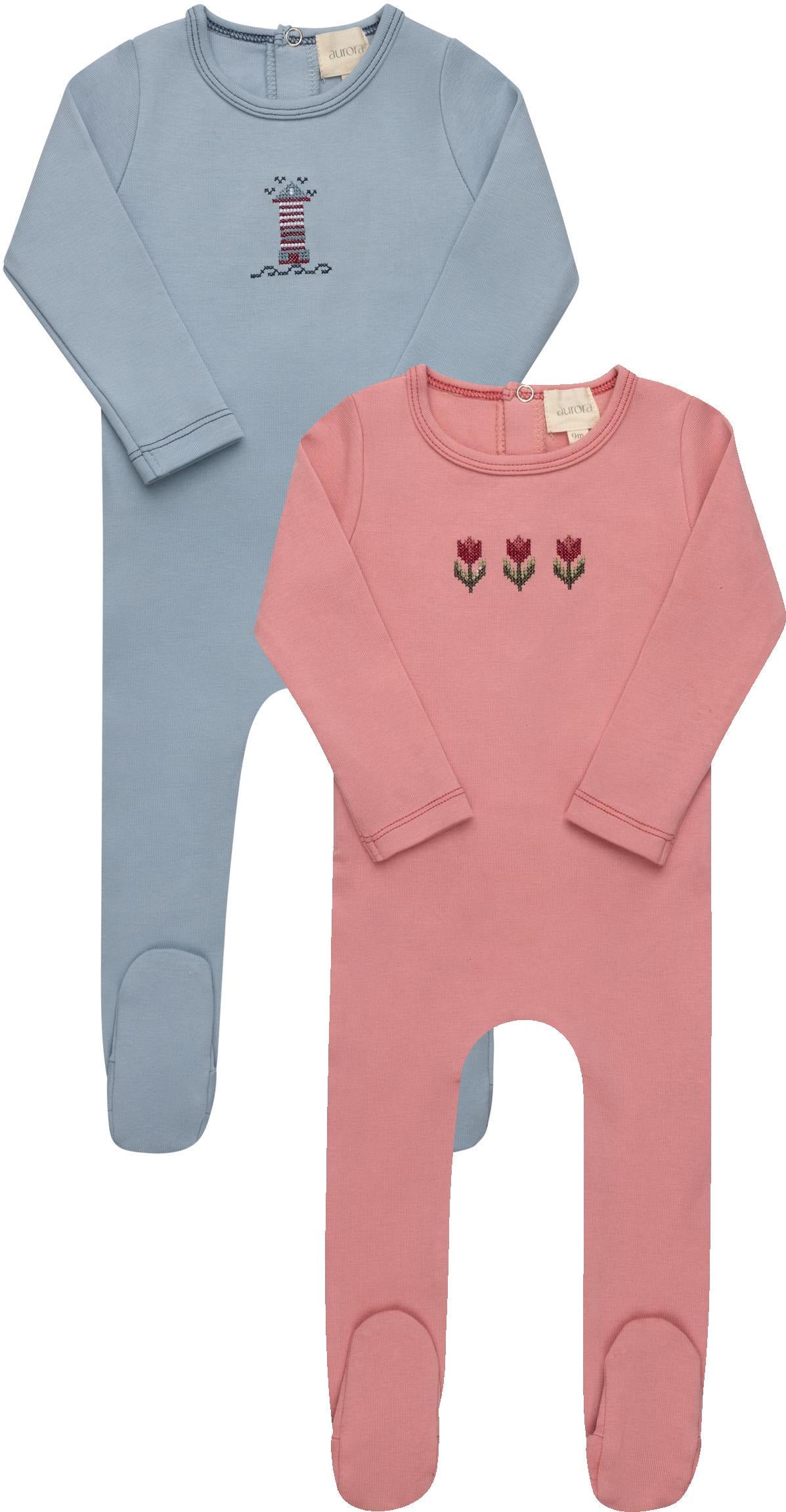 Aurora Baby Boys Girls Cross Stitch Collection Cotton Footie - ASS26-006