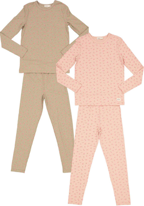 MOCHA Girls Ribbed Neon Floral Print Cotton Pajamas - SB3CP4757EL