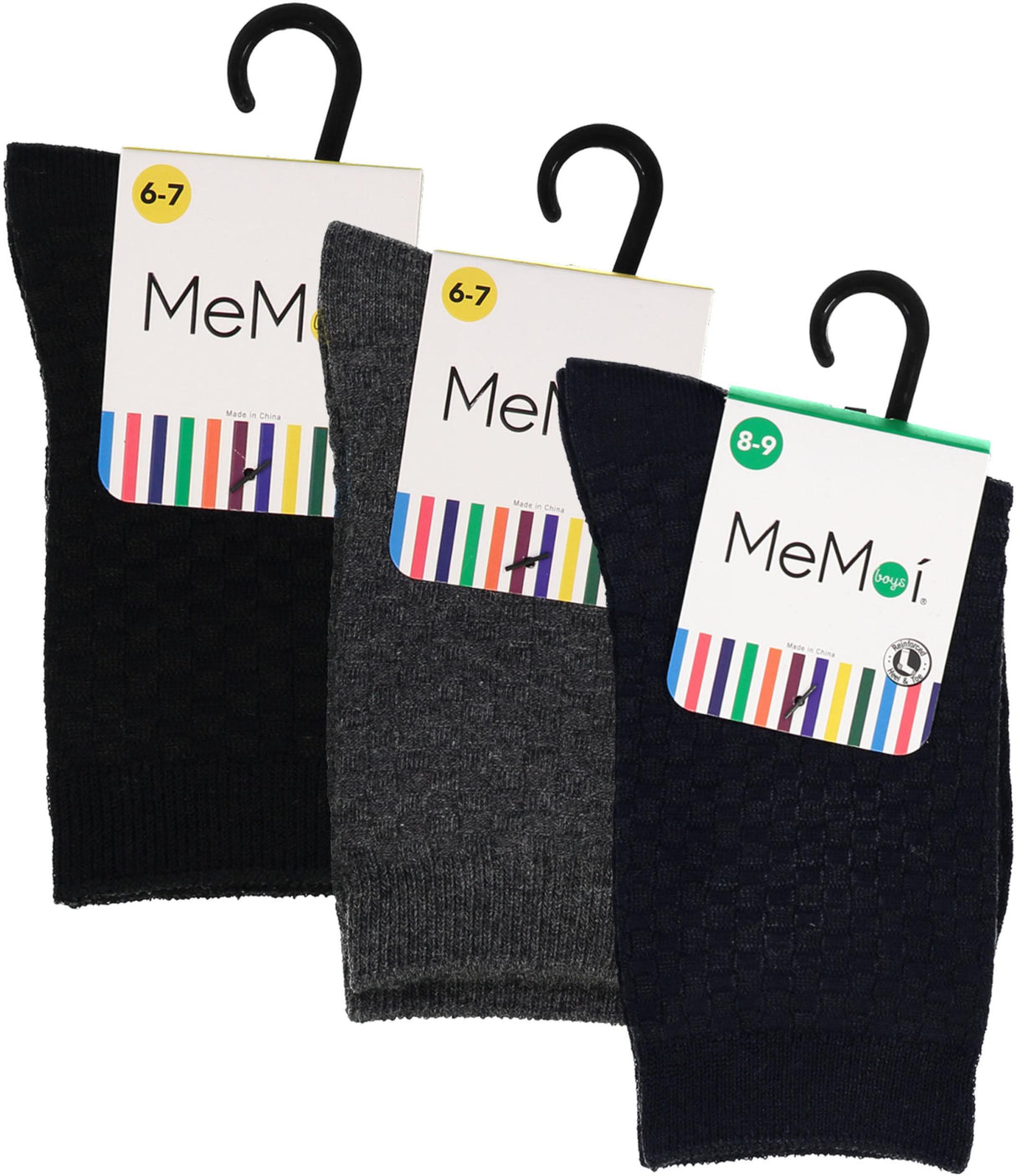 Memoi Boys Basket Weave Socks - MK-145