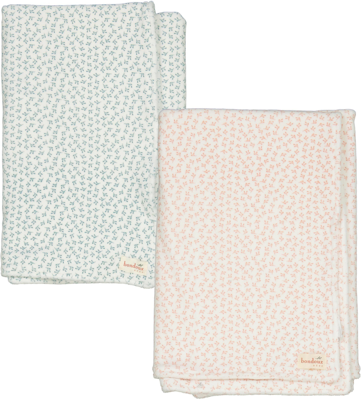 Bondoux Bebe Baby Boys Girls Leaf Print Velour Blanket - 381B