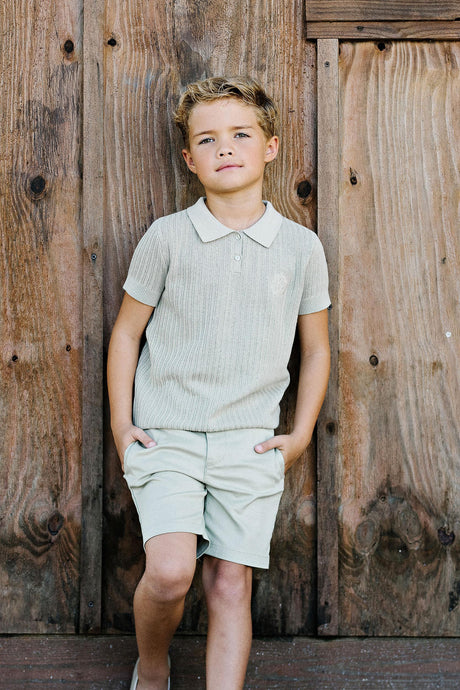 Analogie by Lil Legs Signature Collection Boys Short Sleeve Knit Polo Sweater - SKPL