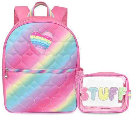 OMG Heart Quilted Backpack & Pencil Case Set - HRT-SBP13