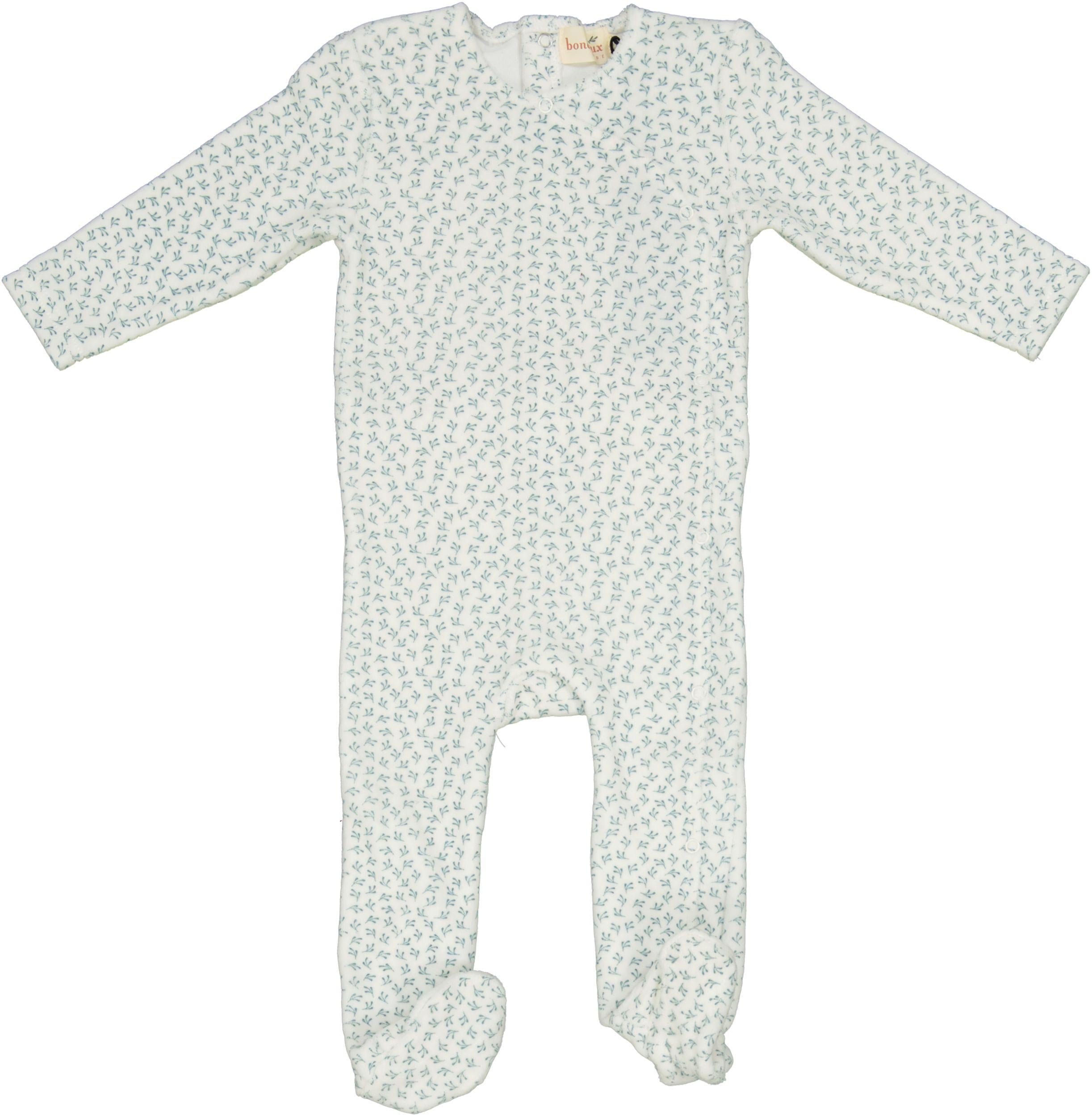 Bondoux Bebe Baby Boys Girls Leaf Print Velour Stretchie