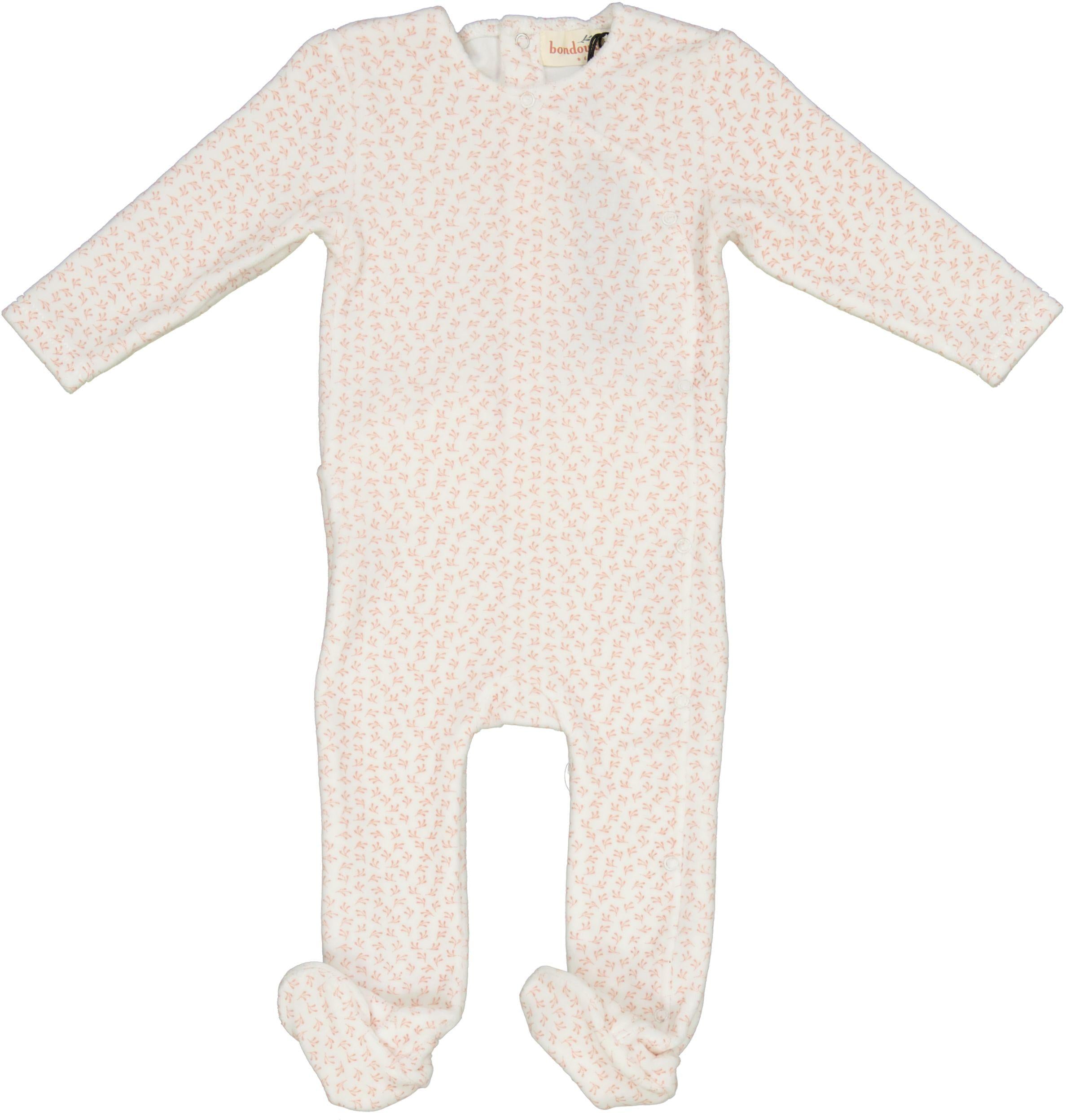 Bondoux Bebe Baby Boys Girls Leaf Print Velour Stretchie